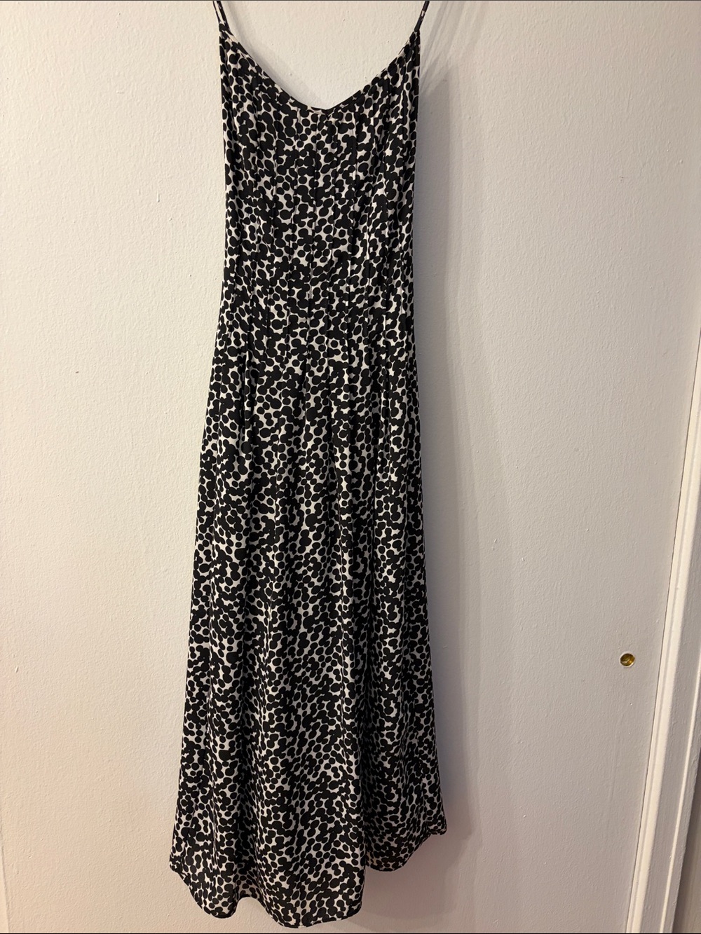 Banana Republic Black and White Spotted Maxi Slip Dress